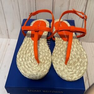 Stuart Weitzman Bright Orange espadrille flat Sandals
